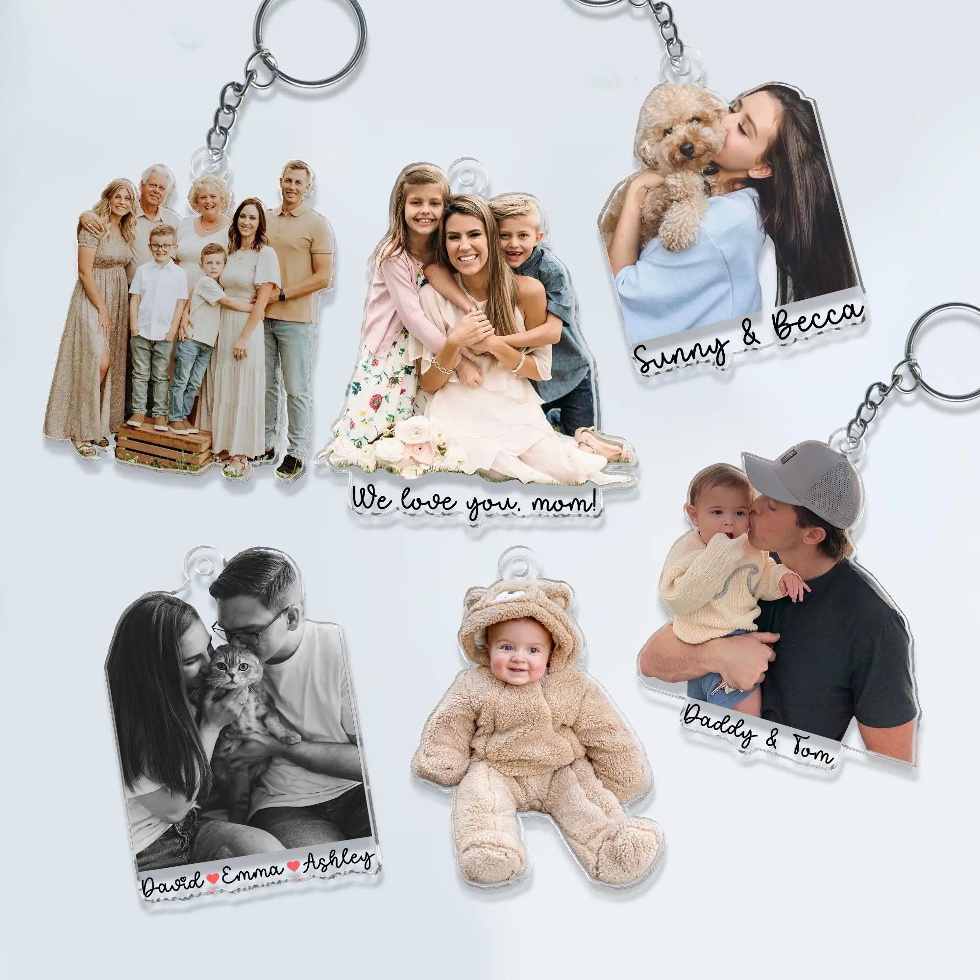 Custom Acrylic Family Photo Magnet: Personalized Family Picture Fridge Magnets, Christmas Decorations, Keychain, Car Ornament view 4