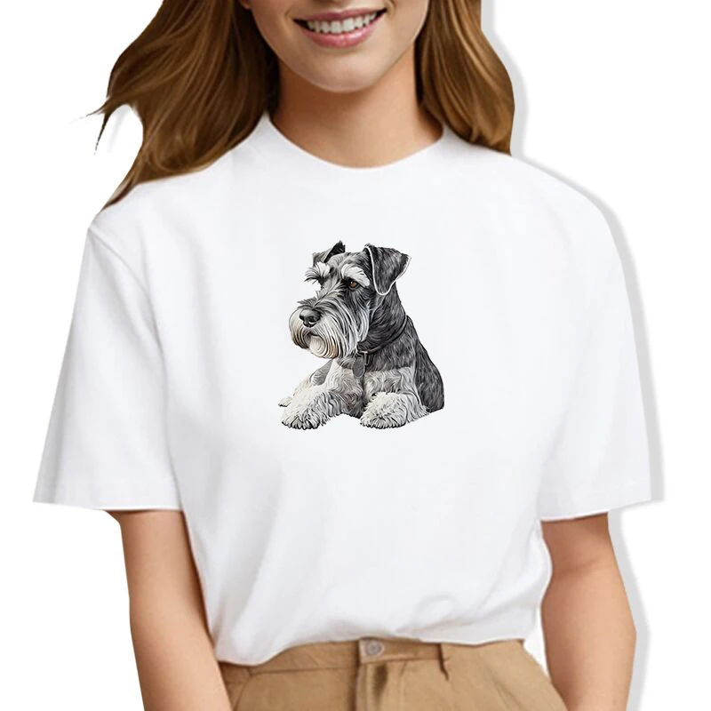 Miniature Schnauzer Dog T Shirts Summer Style Graphic fashion Streetwear Short Sleeve top