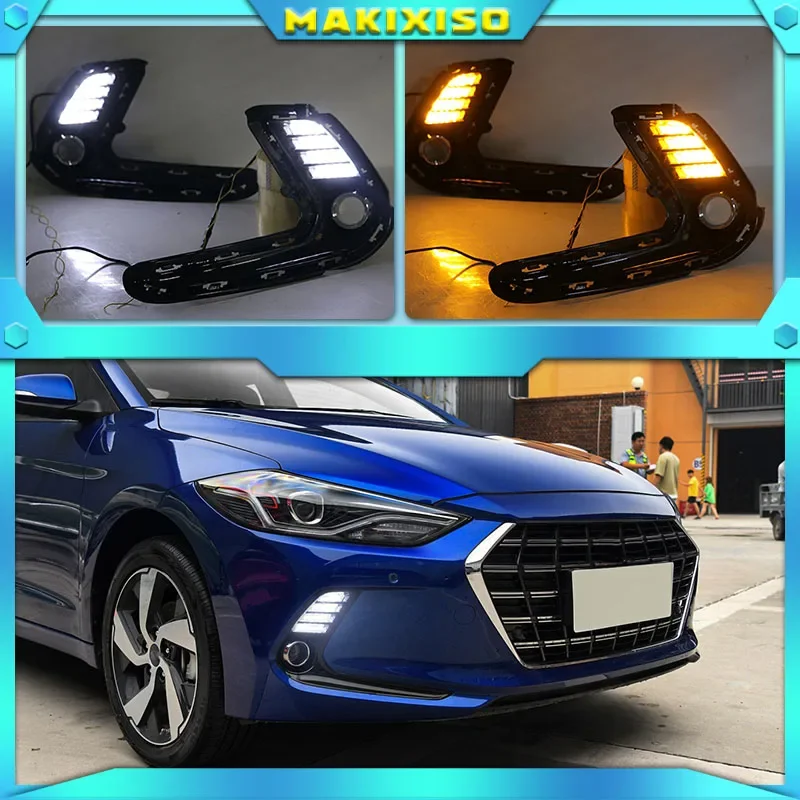 

2Pcs LED fog lamp For Hyundai Avante AD Elantra 2016 2017 2018 Turn signal style Relay 12V LED Car DRL daytime running lights