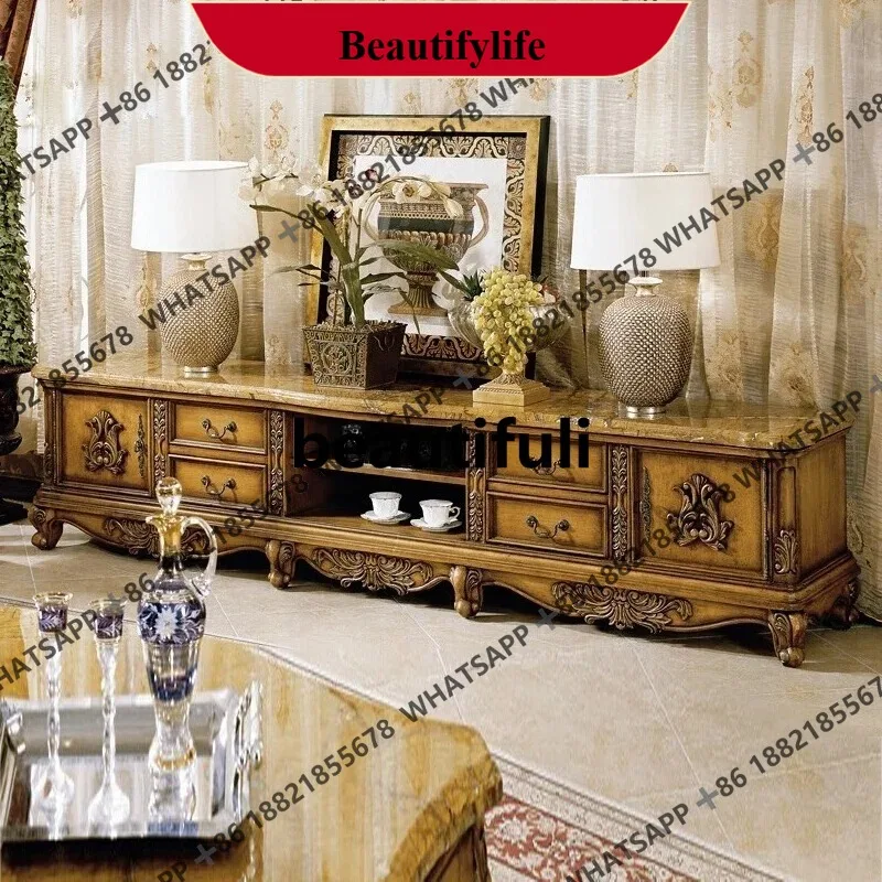 

Q178 Европейский мраморный шкаф для телевизора Американский сельский аудиовизуальный шкаф из массива дерева