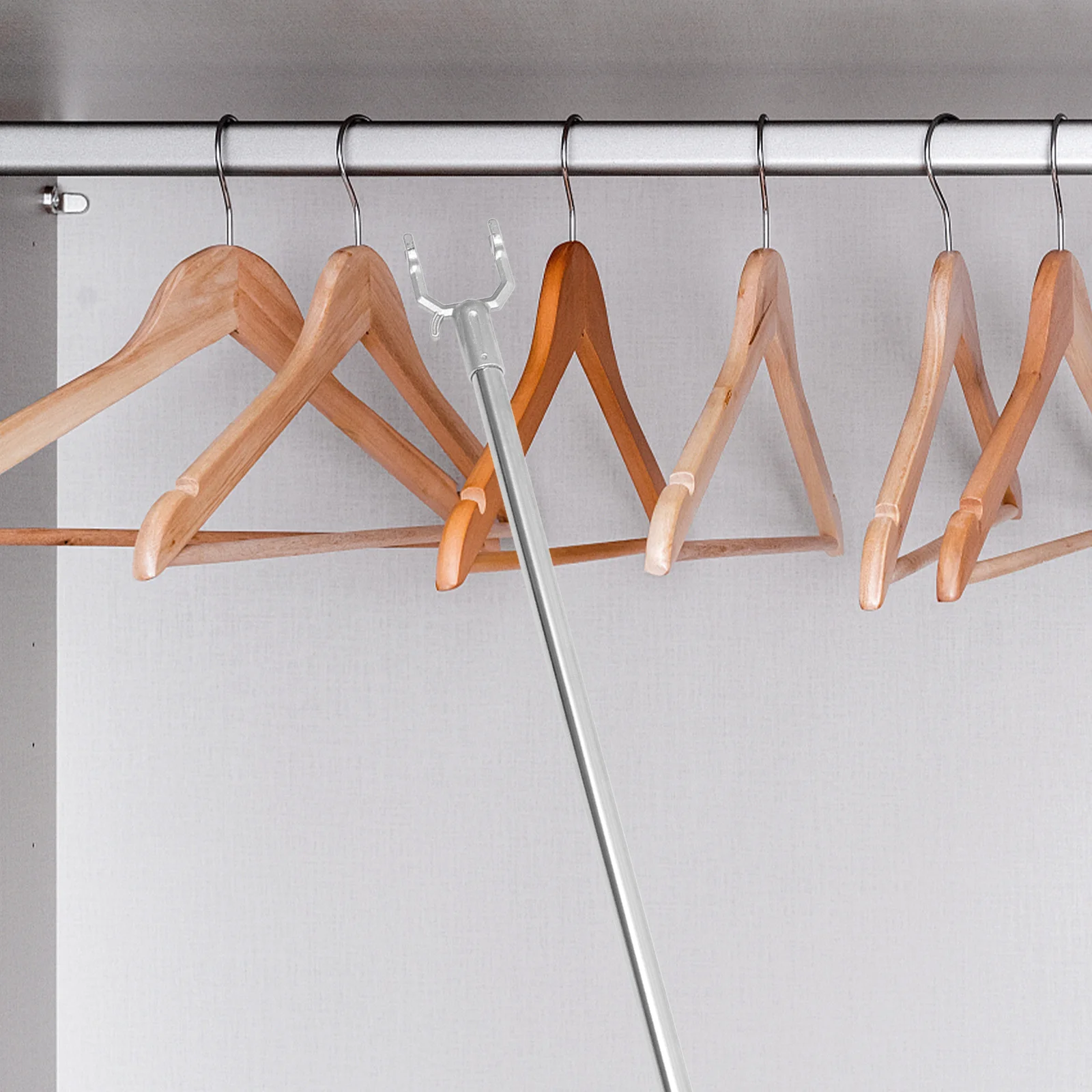 

Adjustable Clothes Rail Hanging Pole Indoor Clothesline Stick Lightweight Aluminum Steel Strong Bearing