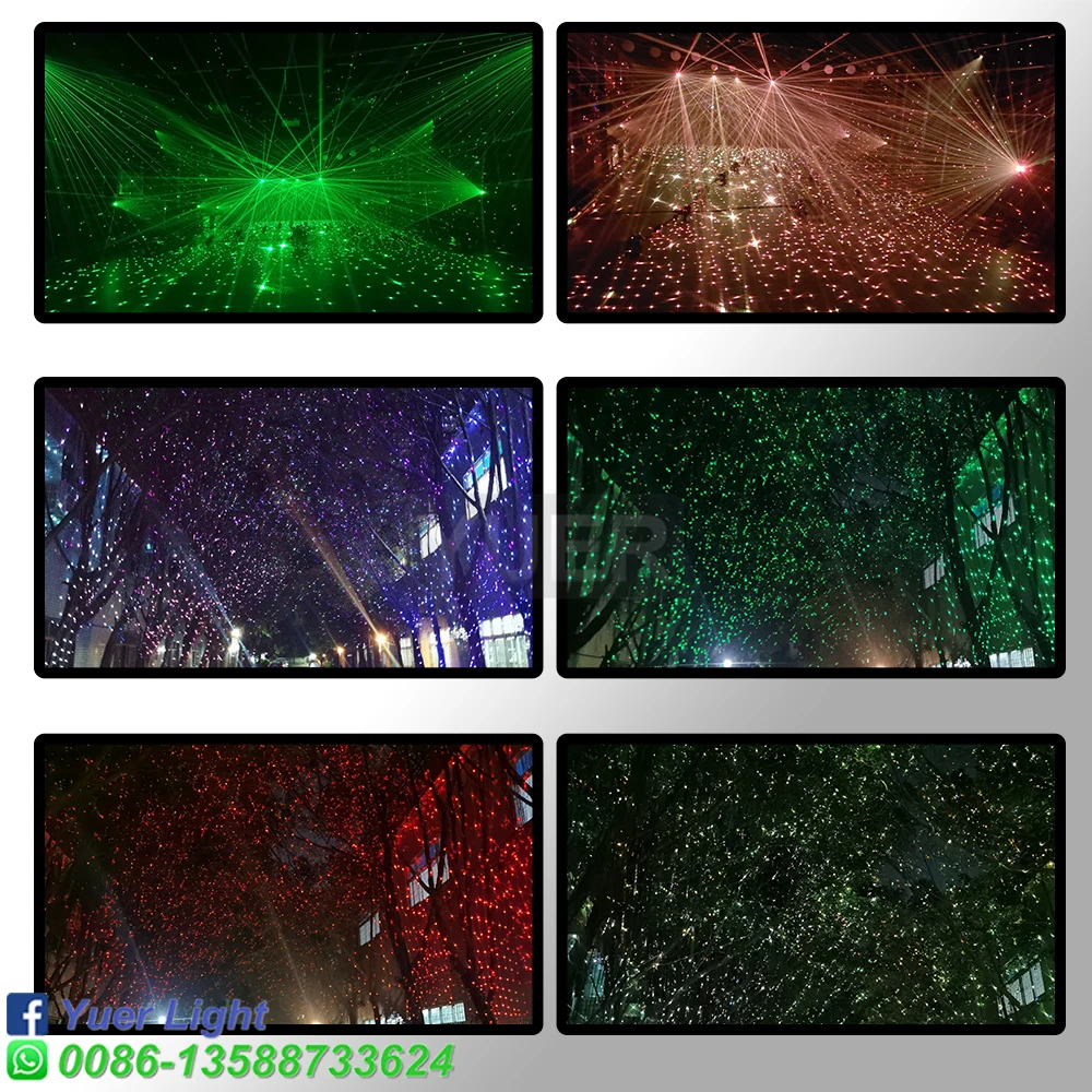 Yuer 2w céu estrelado interior estrela branco projetor de luz laser dmx cor cheia jardim natal árvore praça festa decoração da lâmpada