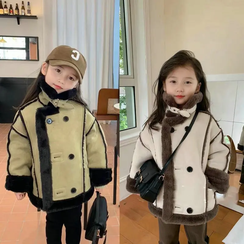 

Children's Winter Plush Coat Toddler Girls Suede Velvet Jacket Boys Parkas Korean Style Baby Warm Costume XMP508