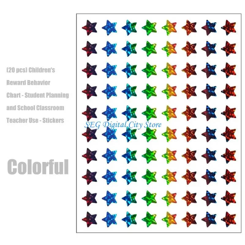 U75B ملصق نجمة لاصق لامع للأطفال ملصق تحفيزي لمجلة الكمبيوتر المحمول