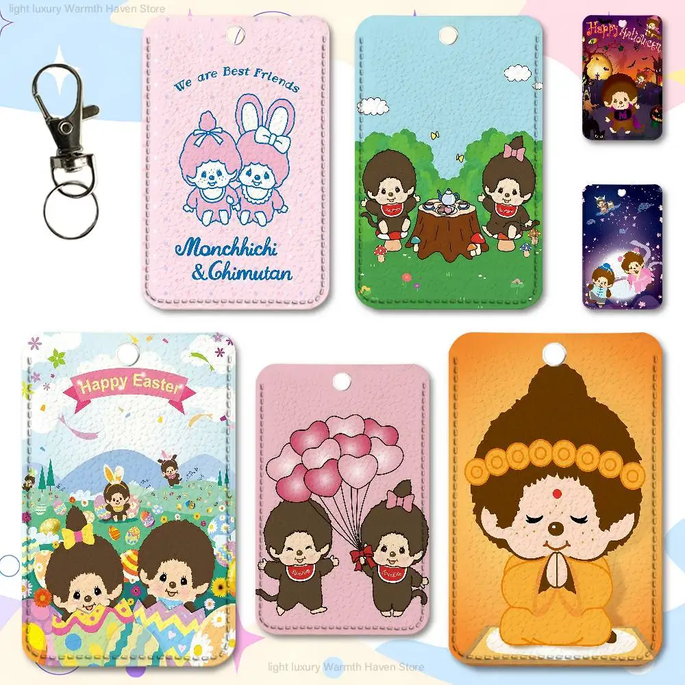 

Cute M-Monchhichis-s Holder Keychain For Work Card Bank Business Holder Student Card Protective Case Bus Card