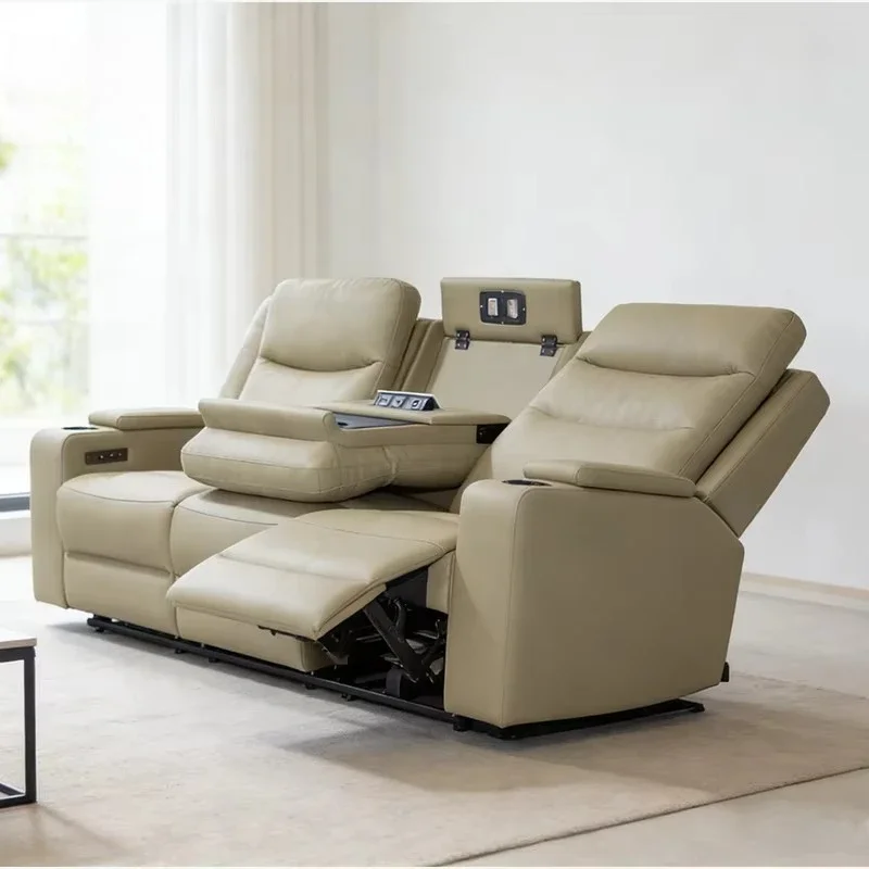 Modernes Design Kunstleder Aufbewahrungsfunktion Zwei Getränkehalter Abnehmbarer Dreisitzer Elektrischer Loungesessel