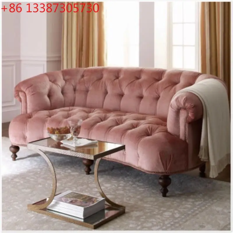 

Neoclassical French three-person sofa European small apartment clothing store American fabric sofa