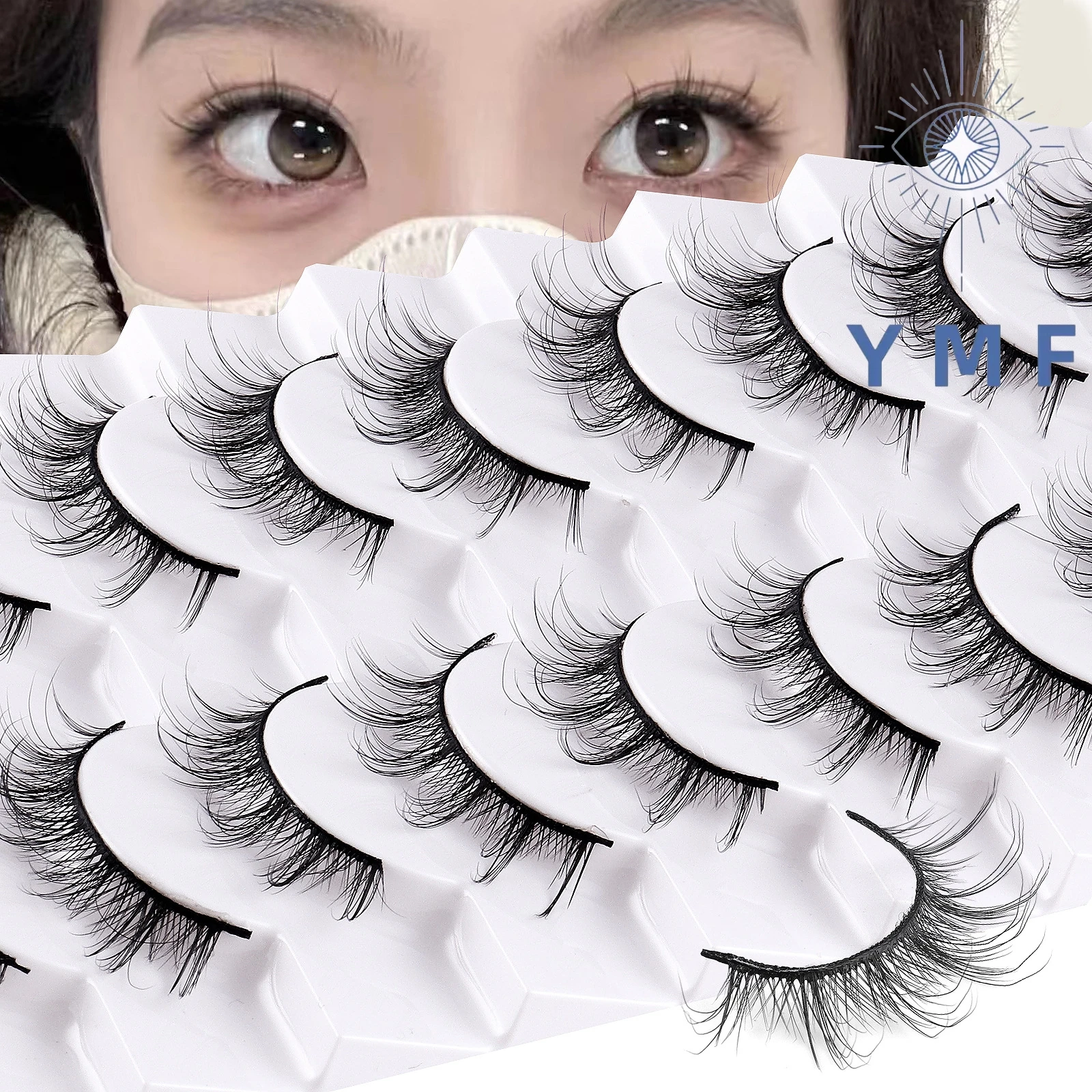 10 pairs new products natural chemical fiber false eyelashes makeup grafting eyelashes cross-border hot eyelashes