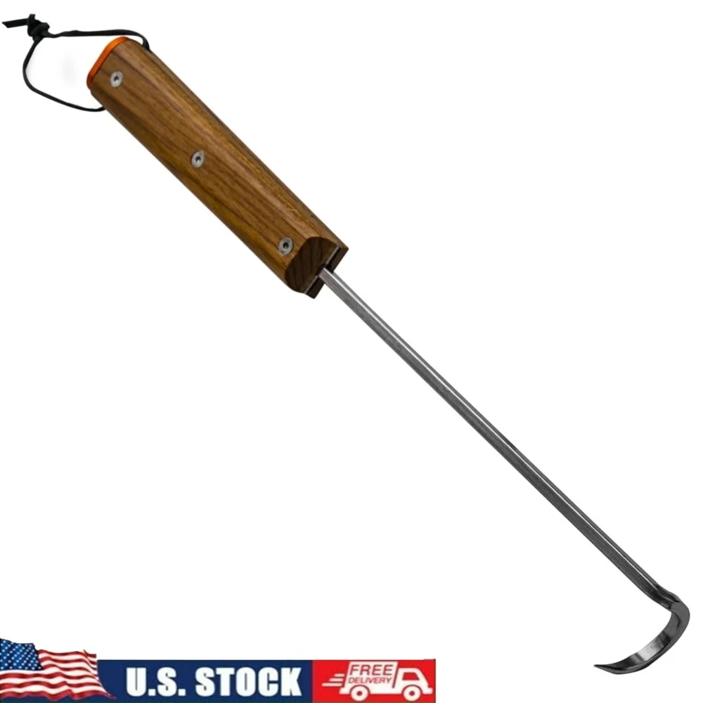 

Stainless Steel BBQ Pig Tail Flipper 12 Inch Durable Tool Teak Wood Handle Perfect Grilling Meat Easy Food Handling