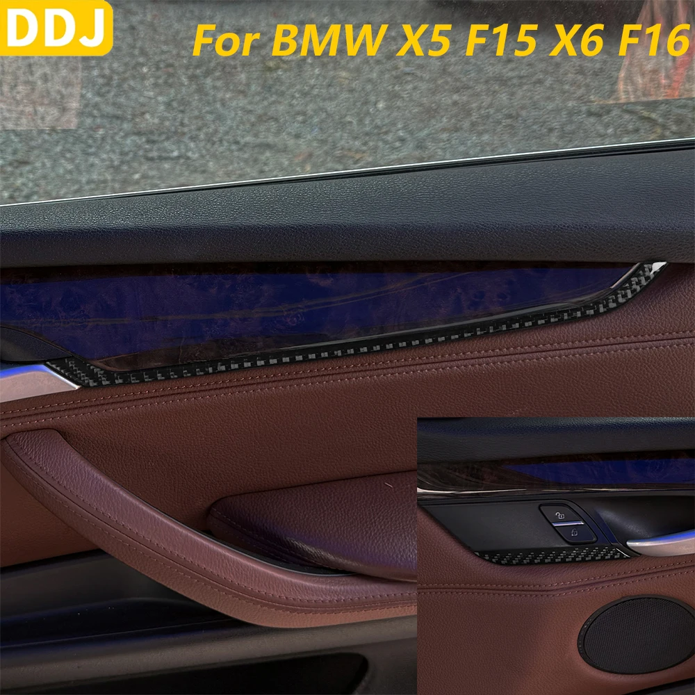 Soft Carbon Fiber Front Rear Inner Door Panel Decorative Strips For BMW X5 F15 X6 F16 2014-2018 Interior Accessories Decoration