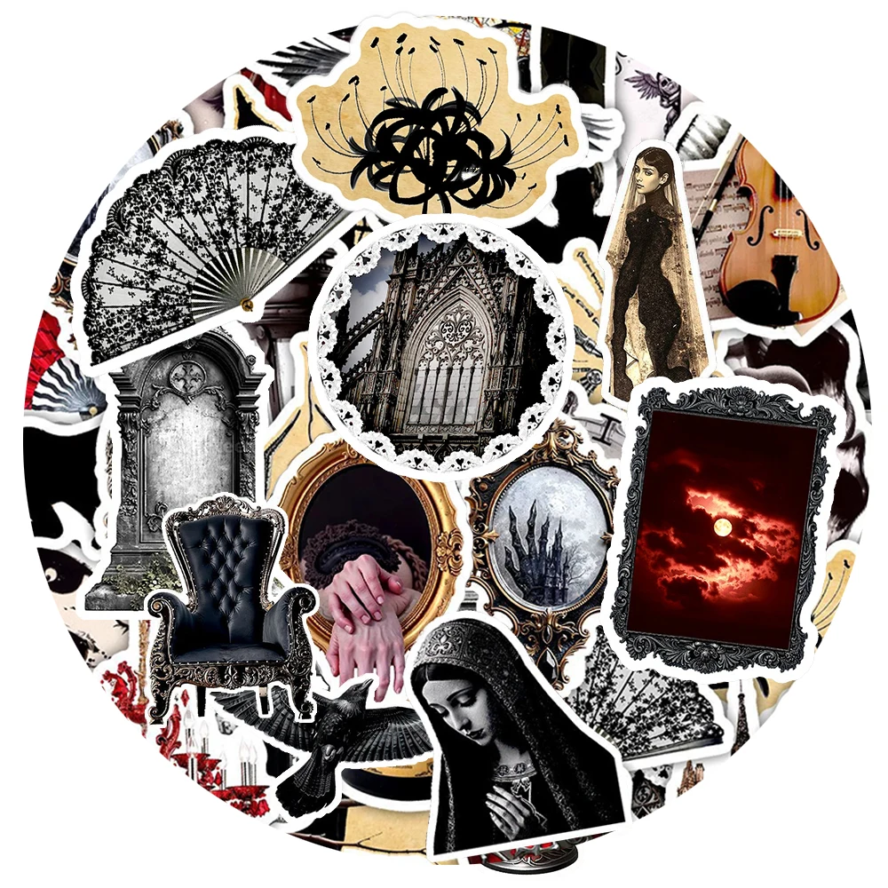 

10/30/50pcs Vintage Gothic Art Aesthetic Stickers Cool Cartoon Pattern Decals Scrapbook Phone Luggage Bike Graffiti Sticker Toy