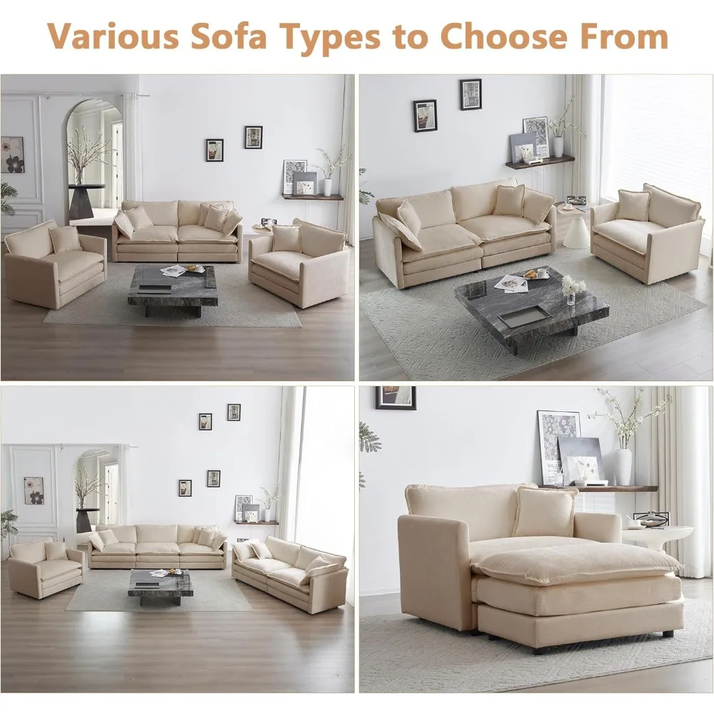 أريكة بمقعد فردي منجد عميق، كرسي أريكة مريح من الشنيل مع وسادة لغرفة المعيشة وغرفة النوم والمكتب