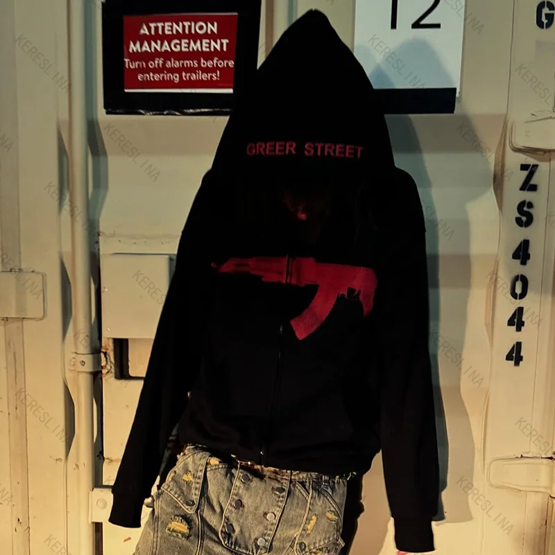 Y2k فاسق طباعة الهيب هوب الجرونج الرجعية الموضة العصرية شارع العليا تنوعا فضفاضة تناسب الأوروبية الأمريكية الكلاسيكية روك للجنسين هوديس