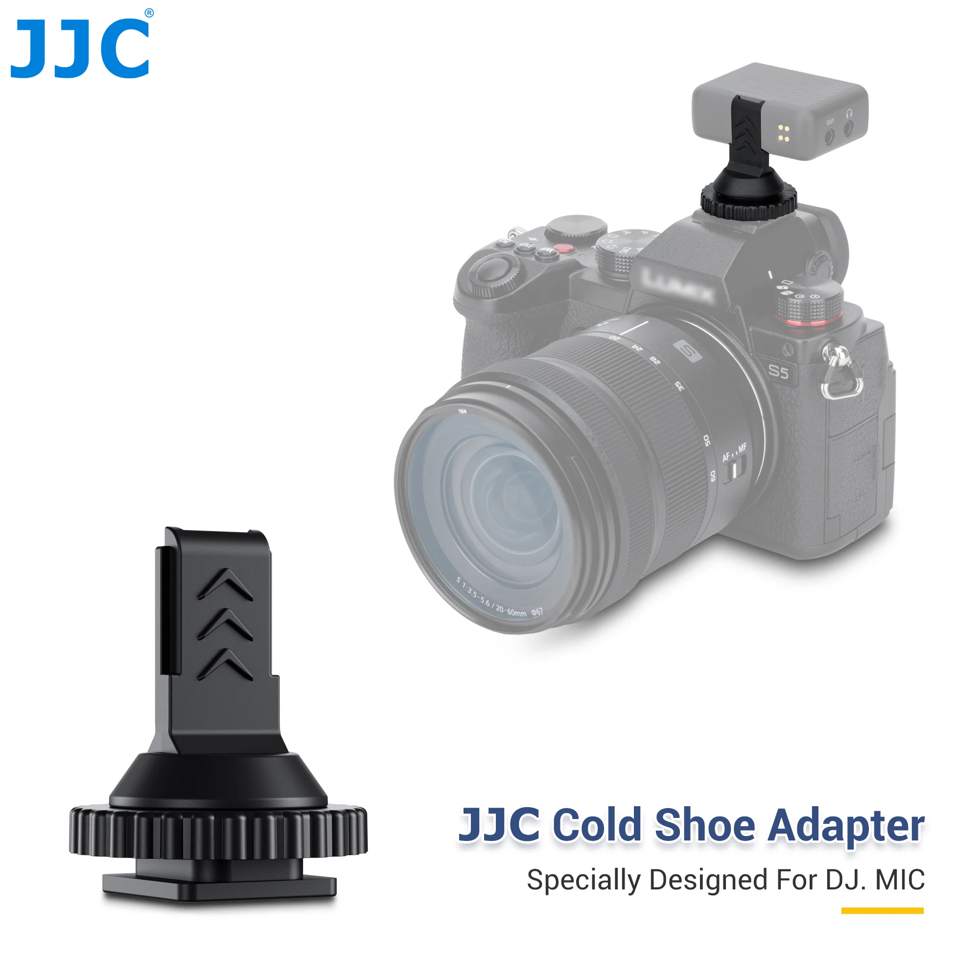 JJC Cold Shoe Adapter Mount for DJI Mic Fits Camera Hot Shoe Mounted with 1/4-20 Tripod Adapter For Live Streaming Short Film