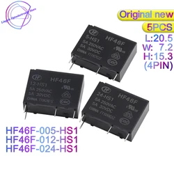 5Pcs HF46F -5-HS1 HF46F-G-12-HS1 HF46F-G-24-HS1 4PIN Dc 5V 12V 24V Relais HF46F G 12 HS1 HF46F-G-12-HS1T HF46F-G-24-HS1T Originele