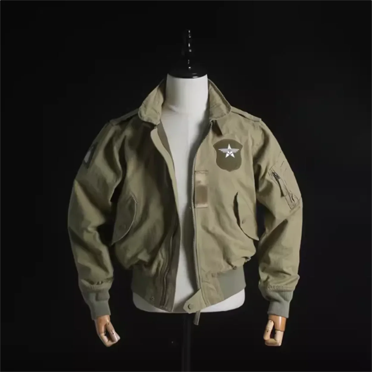 Veste de vol délavée courte Air Force, vêtements de travail rétro