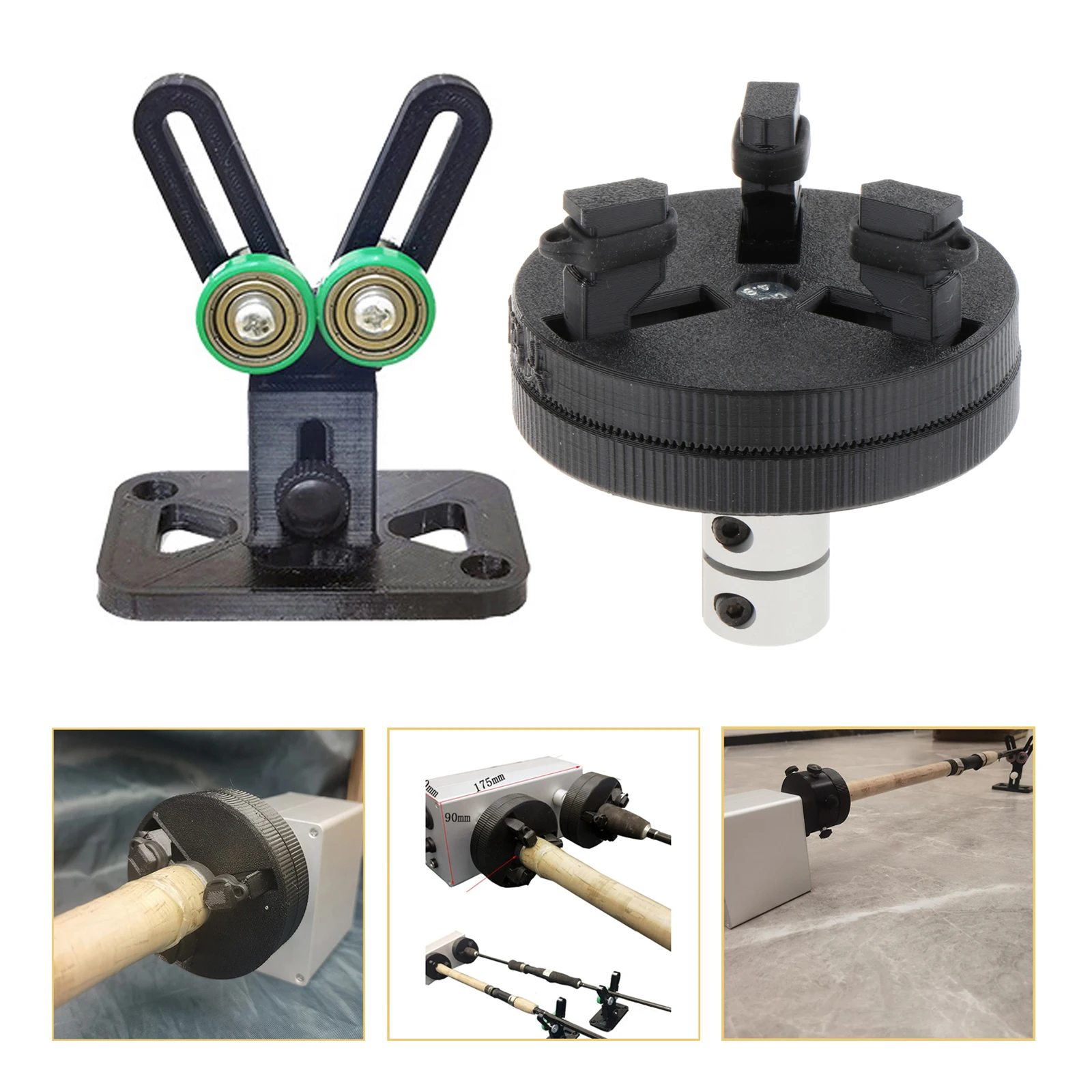 Fishing Rod Tool Epoxy Painting Adjustable Height 9.2-10.5cm Fishing Pole Support Stand 3 Jaw Chuck Axis Rotating Gluing Machine