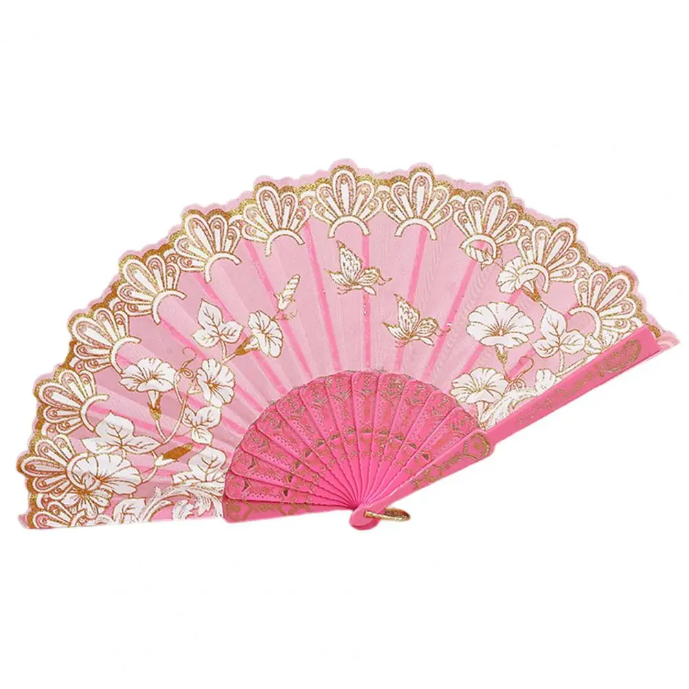 Retro Chinese Style Folding Fan Hand Held Fan Floral Dance Performances Party Custom Art Props Decoration Wedding Gift For Guest