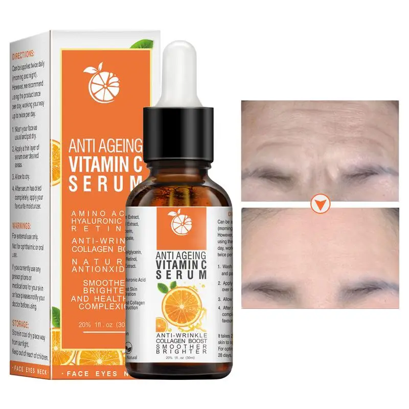 

NEW Vitamin C Facial Serum Brighten Skin Lighten Spots Hyaluronic Acid Face Essence Skin Care Products