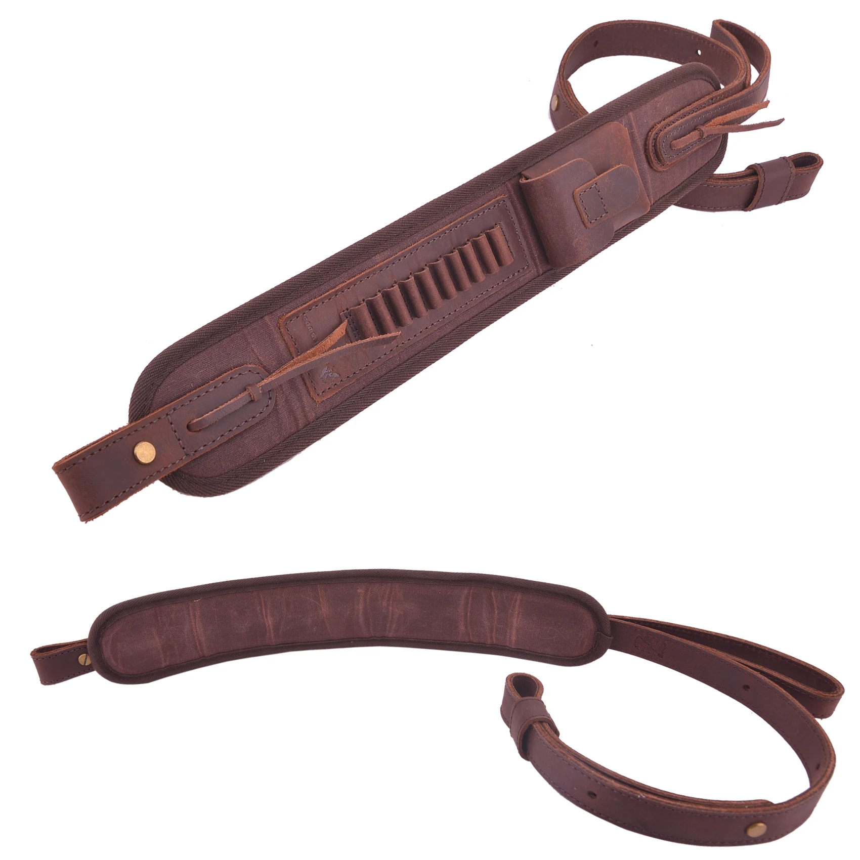 Leather Canvas Rifle Shotgun Carry Strap Ammo Sling Adjustable Gun Belt For Hunting Shooting .308 .22LR 12/16/20GA .357 30/30
