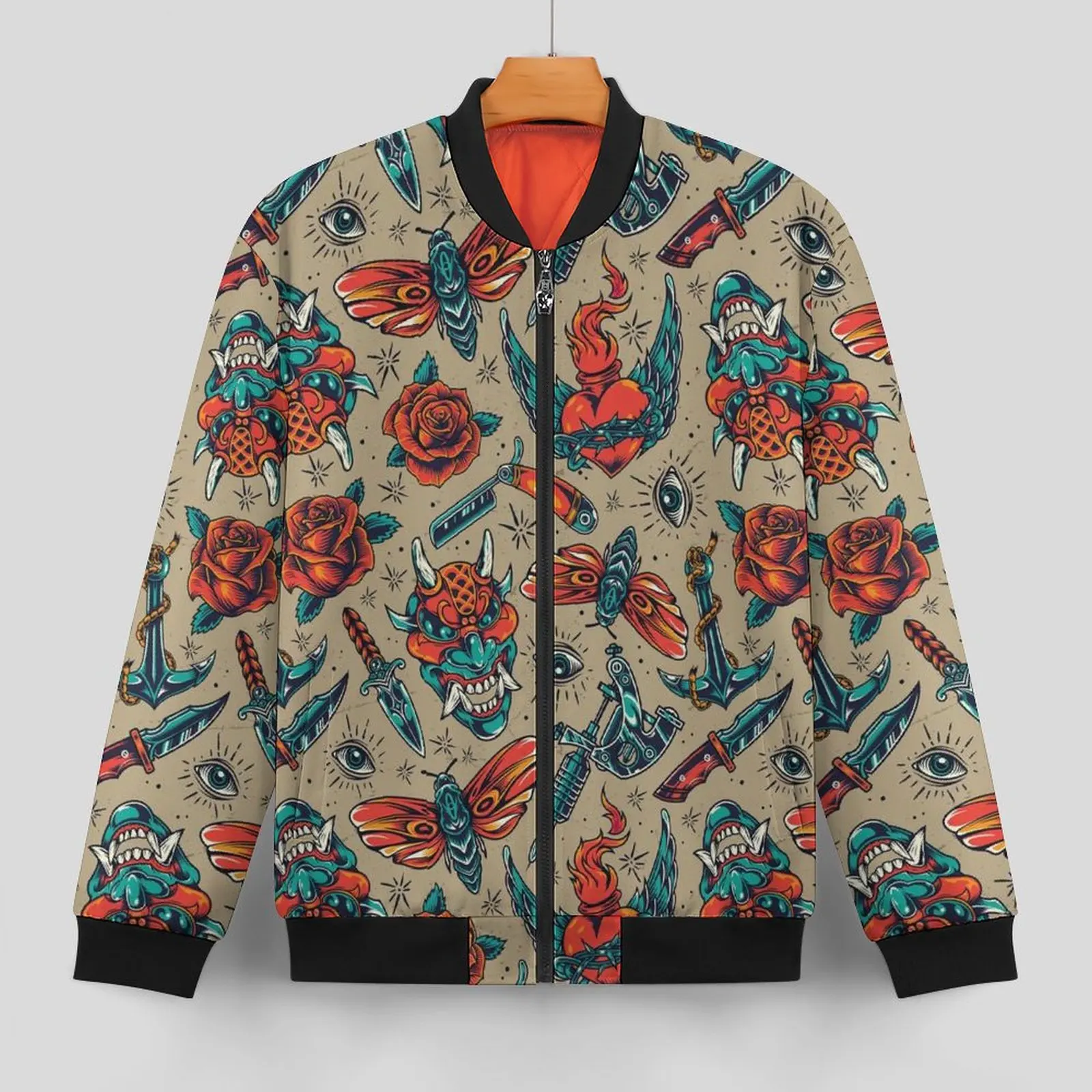 Vintage Tattoos Casual Jackets Animal Wing Eye With Pockets Windbreak Man Design Coats Autumn Vintage Loose Jacket Plus Size 6XL