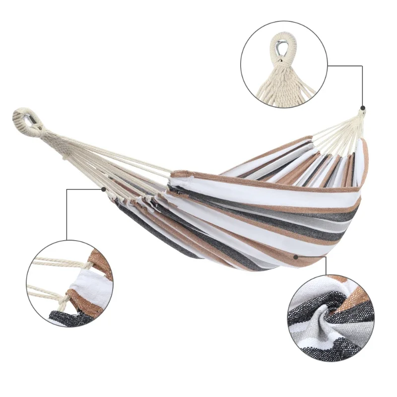 58 Coffee Bar Polyester Cotton Hammock 200*150CM With Two 2M Ropes + Back Bag