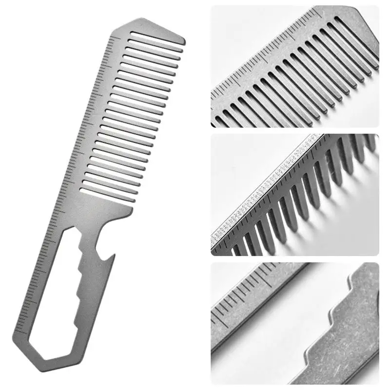 Metal Styling Comb For Men Hair Brush Titanium Alloy Portable Hair Brush Light Anti-Static Grooming Comb Bottle Opener For Hair