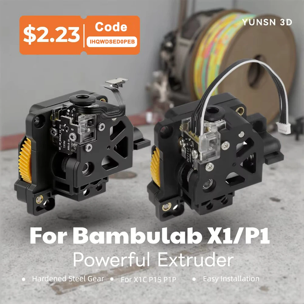 Extruder Components For Bambu Lab X1C Hardened Steel Gear Powerful Extruder For Bambulab X1C Series 3D Printer Replacement Parts