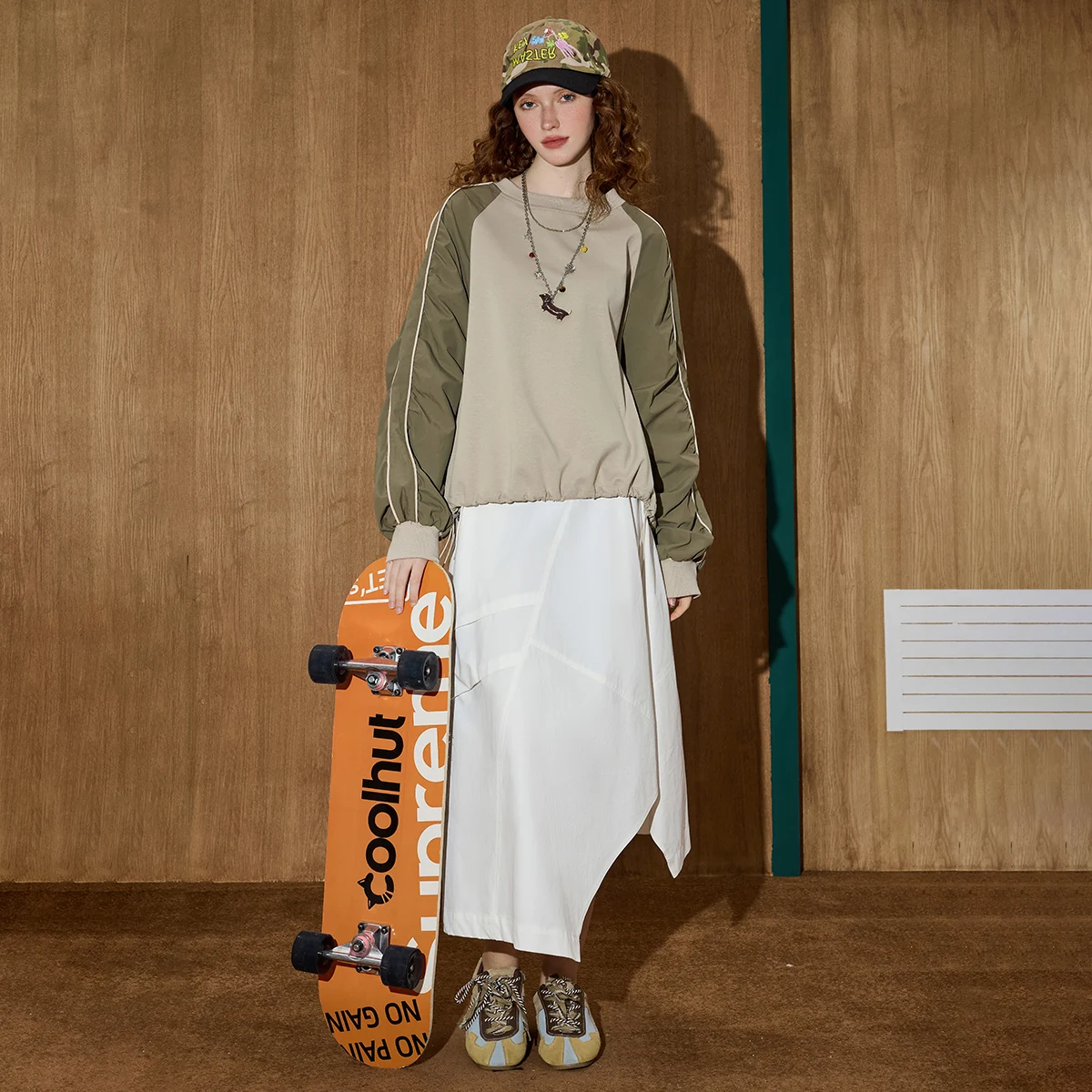 

Осень 2023, женская лоскутная толстовка с цветными блоками, большой повседневный пуловер с регулируемыми манжетами, свободная уличная толстовка