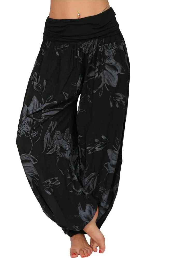 Woman's Fashion Flowers Print Harem Pant Spring Autumn Casual Wide Leg Pants Loose Design Ladies Comfortable Versatile Clothing