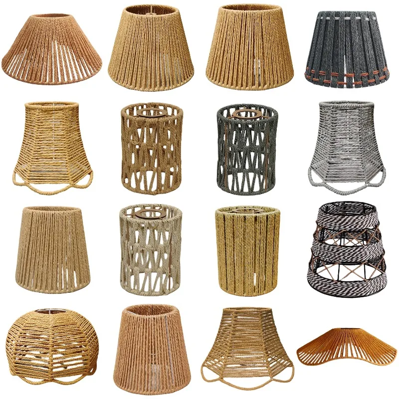 Handmade Weave Lampshade Simulated Rattan Hanging Lamp Shade Cafe Hotel Light Cover Ceiling Pendant For Home RestaurantDecor