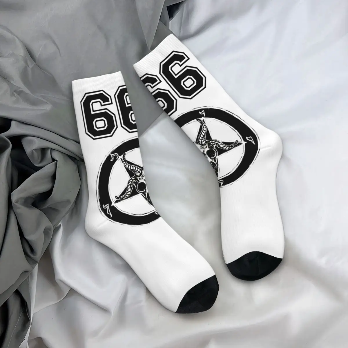 Baphomet Socks Autumn 666 Stockings Casual Women Men Warm Soft Socks Graphic Skateboard Anti Bacterial Socks