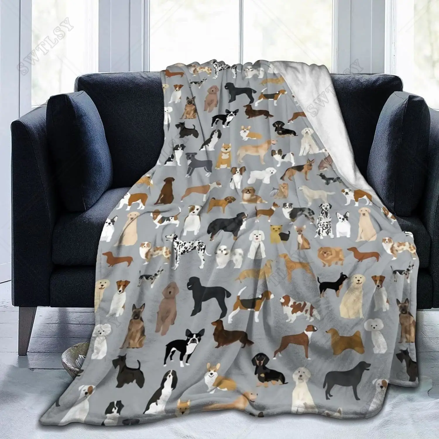 

Cute Dog Blanket Cartoon Blankets Ultra-Soft Micro Fleece Blanket Suitable for Anybody