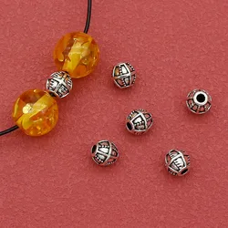 20pcs/Lot Fashion Tibetan Silver Oval Metal Beads 7x6.5mm Handmade Bracelets Alloy Spacers Necklace Charms DIY Jewelry Materials