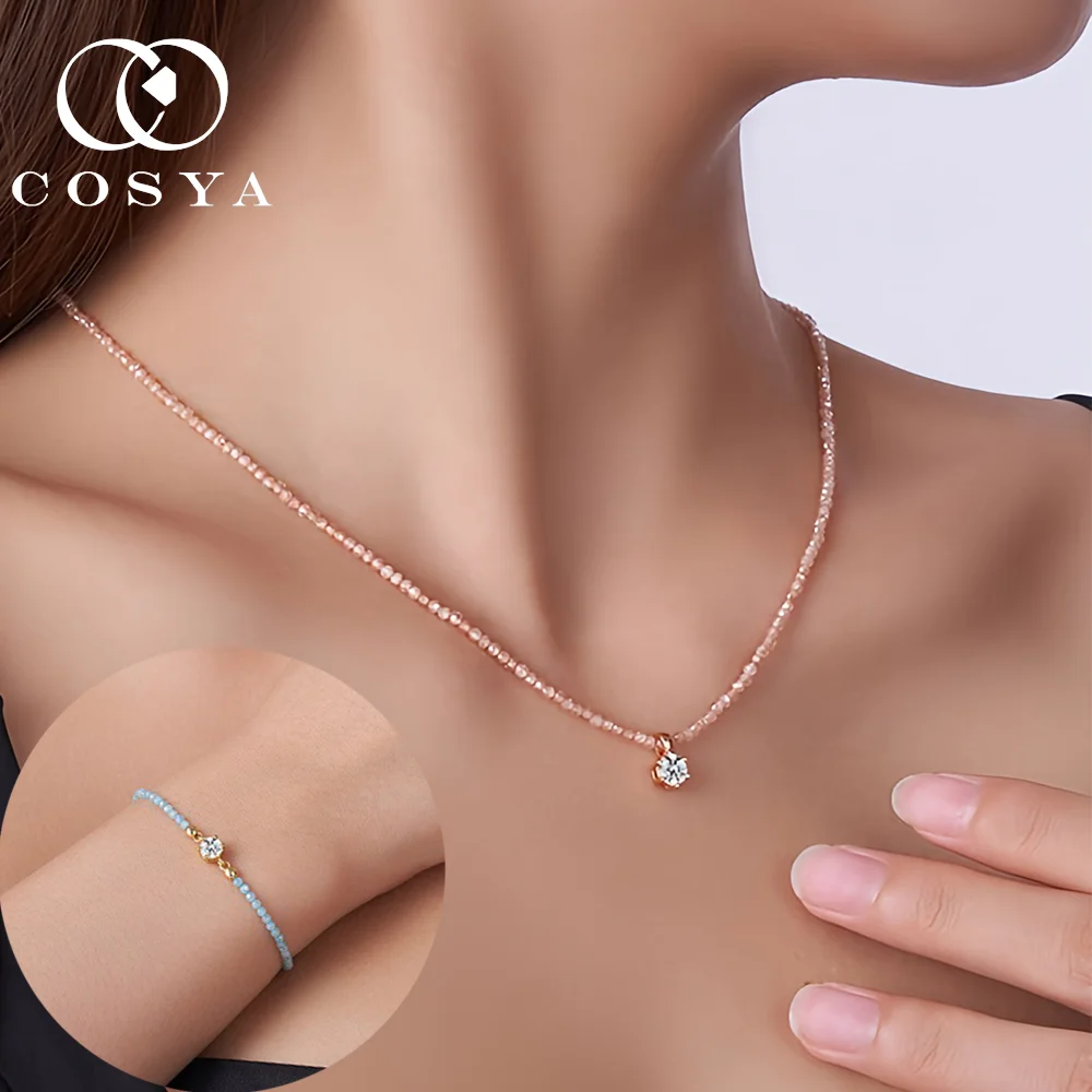 

COSYA 0,5 карата кулон с муассанитом, ожерелье/браслет S925, серебро, золото 18 карат, круглая цепочка GRA с бриллиантами для женщин, ювелирные изделия для вечеринок