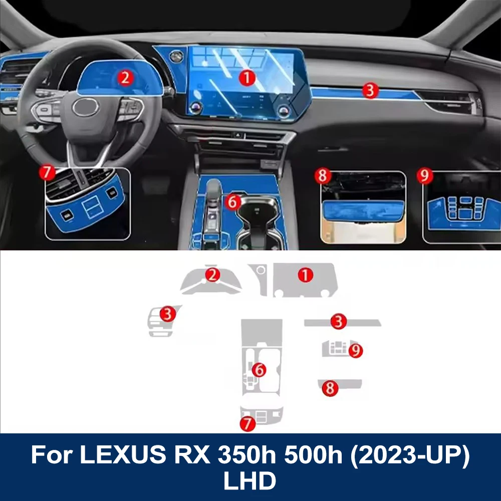 Car TPU Interior Protective Film For Lexus RX 350h 500h 2023 2025 Navigation Screen Anti-Scratch Pre-cut PPF Sticker Accessories - view 4