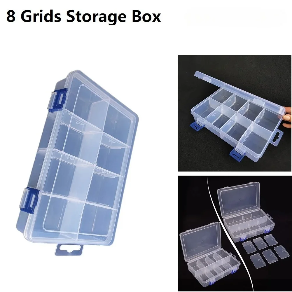 

Tool storage box, adjustable 8-compartment plastic storage box, screw fixator, portable storage box, pills, hardware tools