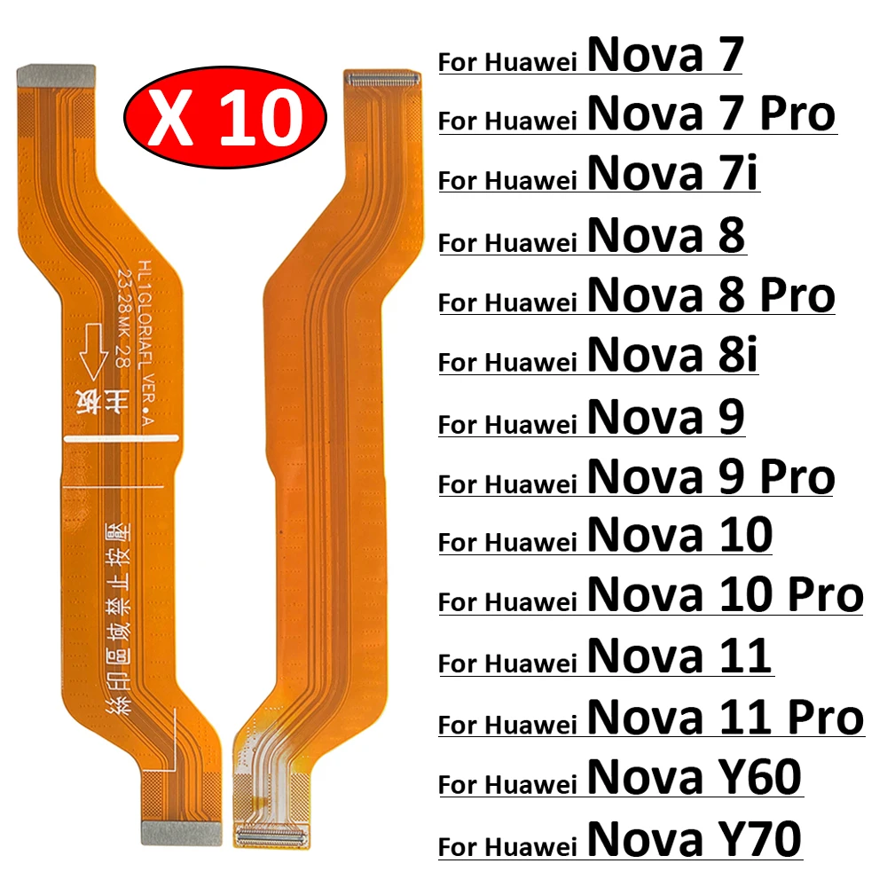 10Pcs, For Huawei Nova 7 7i 8 8i 9 Se 10 11 Pro Y60 Y70 4G 5G Main Motherboard Flex Cable Replacement Parts