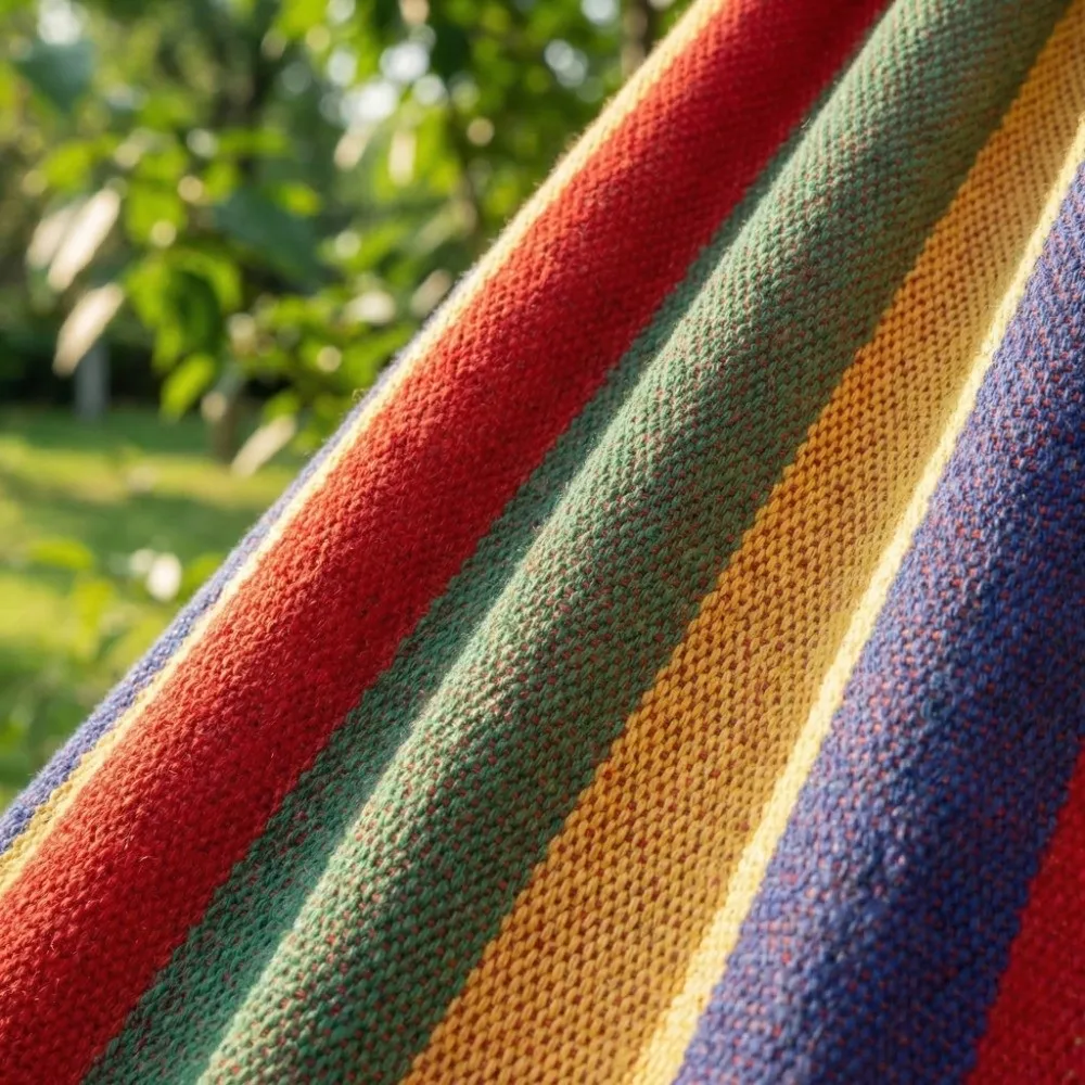 

Прочное разноцветное подвесное кресло-гамак с полосками, портативное, с сумкой для хранения, для использования в помещении, с защитой от опрокидывания, из холщовой ткани, для двора