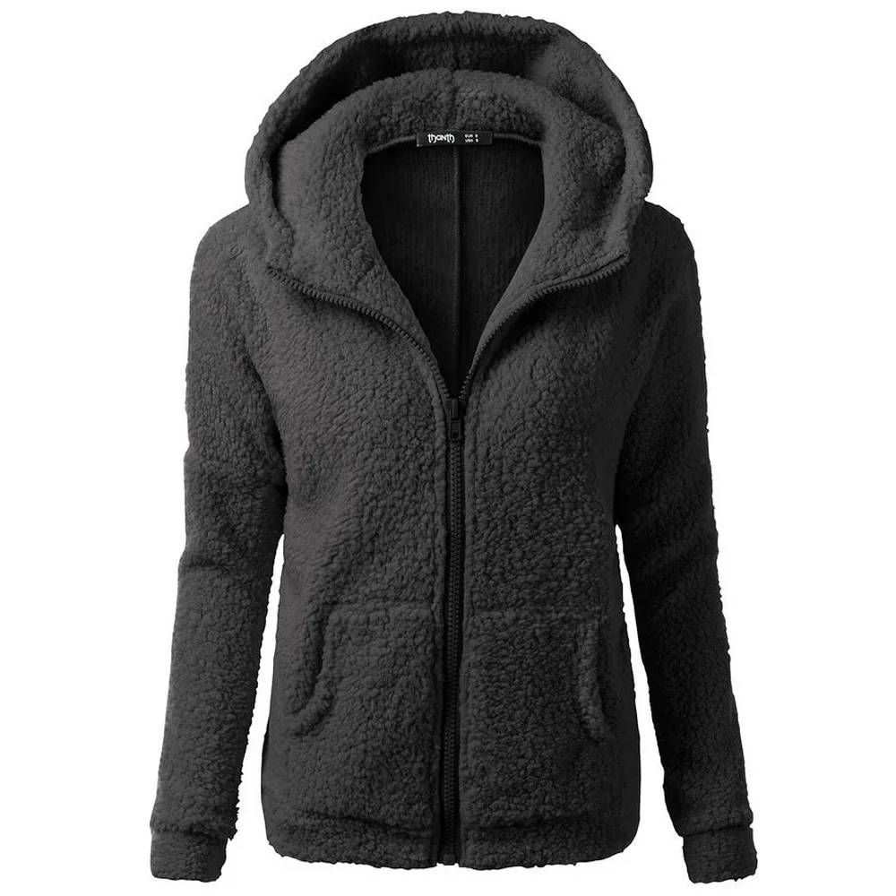 Womens Casual Coats And Jackets Coat Coat Wool Winter Hooded Warm Outwear Women Sweater Zipper Coat Women\'S Lamb Stitching Coat