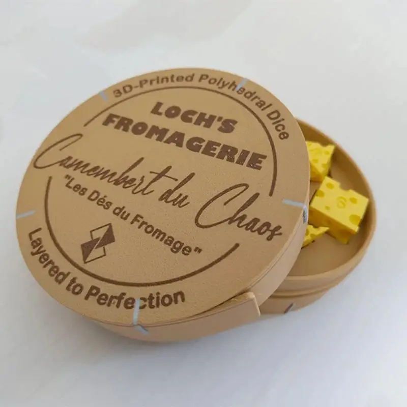 3D-Gedrucktes Käse-Polyeder-Würfelset mit Aufbewahrungsbox Neuartiges DND RPG Brettspiel D20 D12 D10 D8 D6 D4 Party-Zubehör – Detail 16