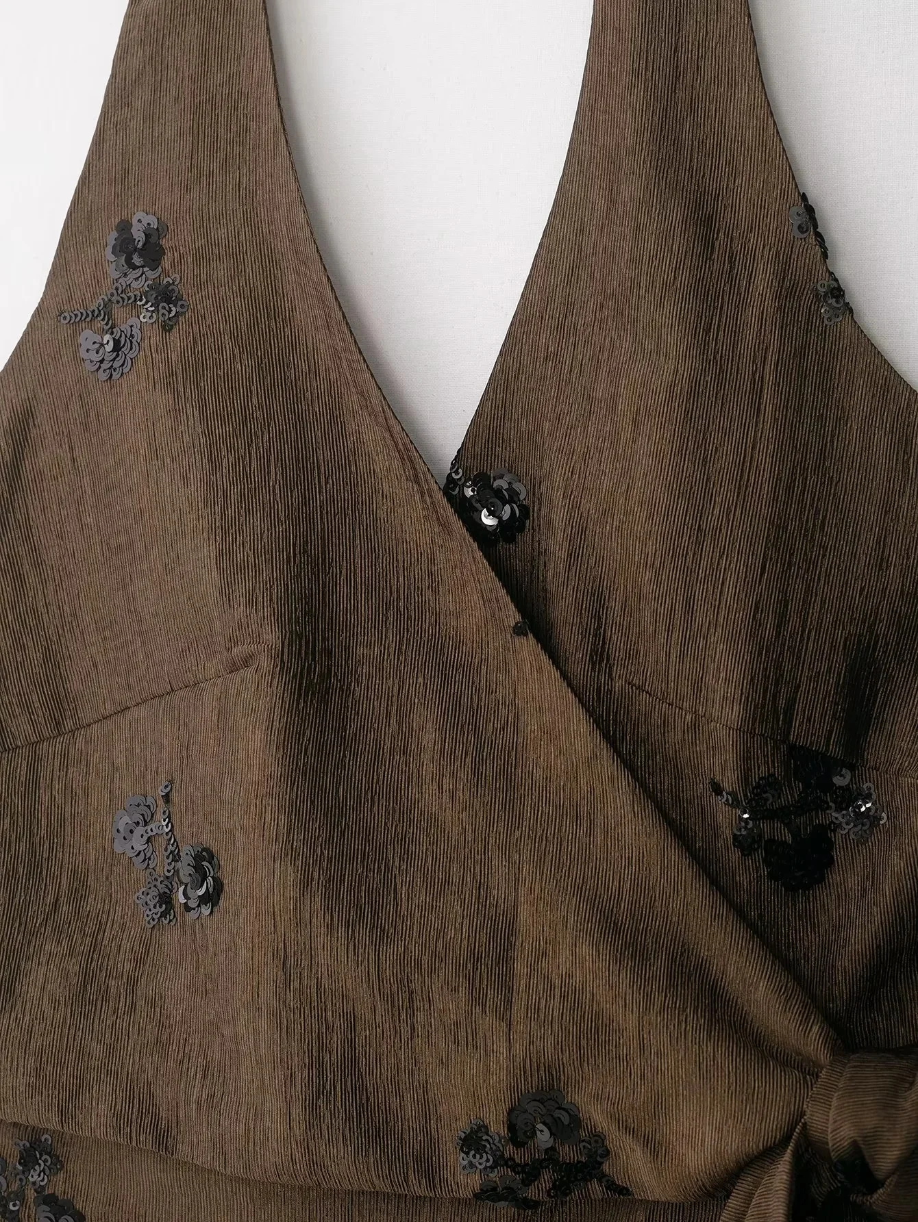 KONDALA Vintage Sexy Chic Damen-Hosenanzug Rückenfreies Pailletten-Neckholder-Top Lange Weite Hose Mode 2026 Frühling Sommer Strandanzug – Detail 11