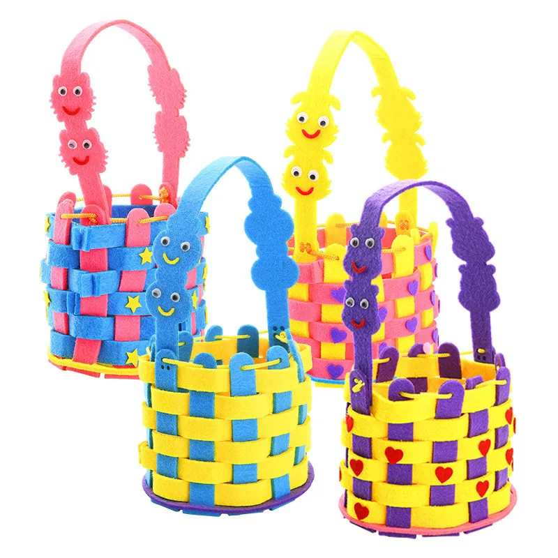 DIY Handmade Weave Basket Toy Handicraft Sticky Art and Crafts Handbag Kindergarten Interactive Teaching Aids Kids Girls Gift