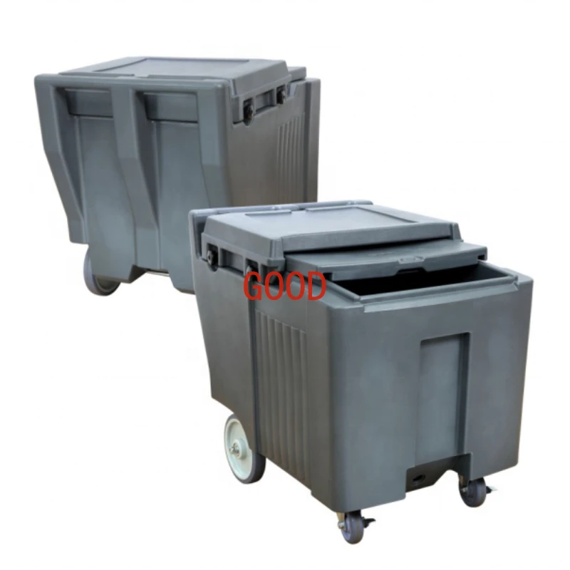 

110L Plastic Ice Storage Wagon Insulated Ice Caddy with Wheels