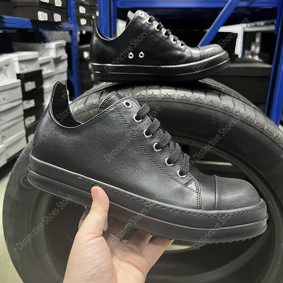 

Classic Men's Causal Shoes Male Sneakers Leather Shoes for Men Black Solid Couple Shoes RO Lace-up Streetwear Women's Sneakers