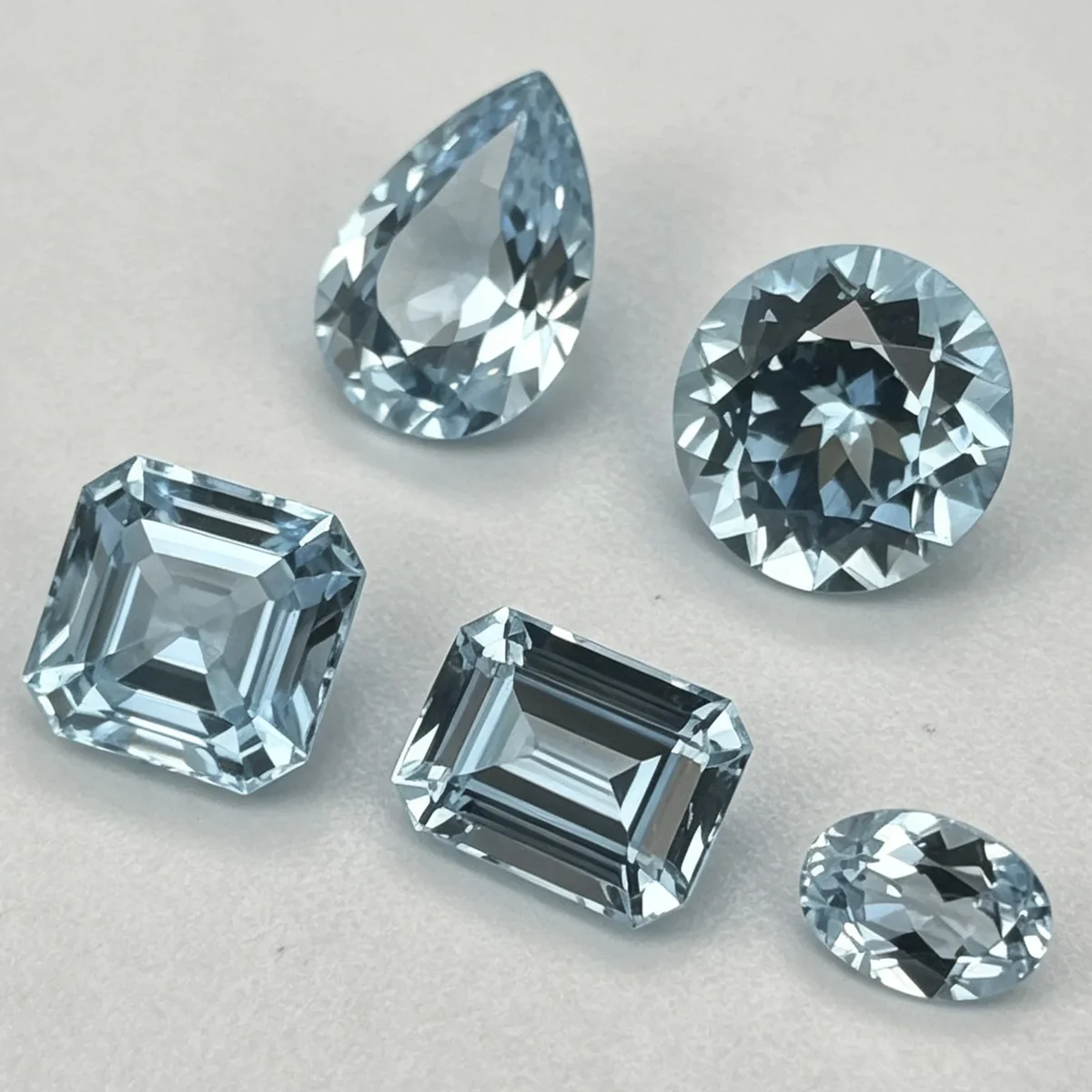 Lab Grown Aquamarine Oval Round Heart Mixed Shapes Loose Gemstones for Jewelry Making