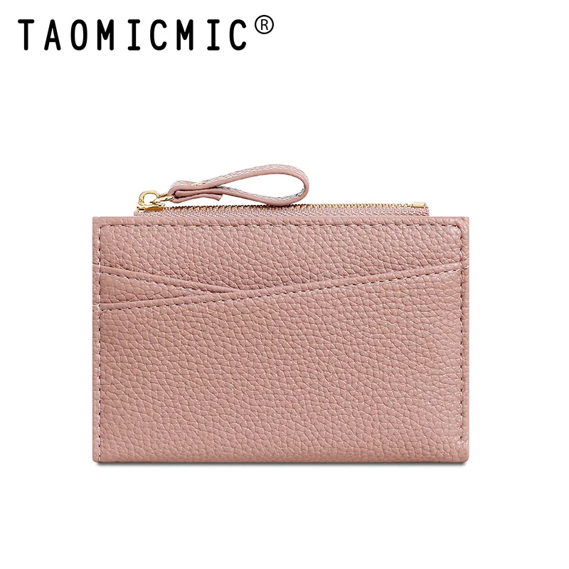 LadiesCompact Short Wallet Japanese Lychee Pattern Fashion Cross-Border Single Zipper Card Holder Silver Purse