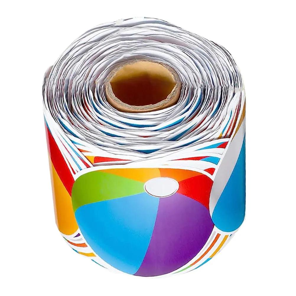 

1 рулонный декоративный стикер-борт для доски объявлений с рисунком пляжного мяча, устойчивый к разрывам, съемный, для класса, офиса, летнего декора