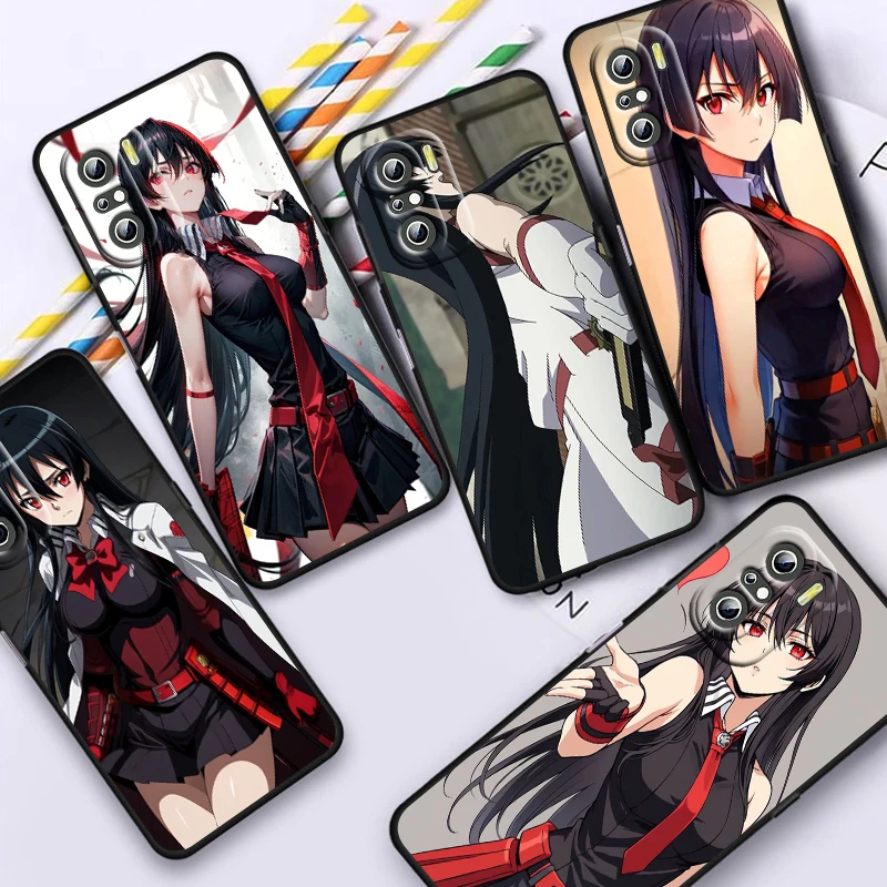 Anime Akame Ga Kill per Xiaomi Redmi Note 13 12 11E 11S 11 11T 10 10S 9 9S Pro Plus custodia nera per telefono 4G 5G