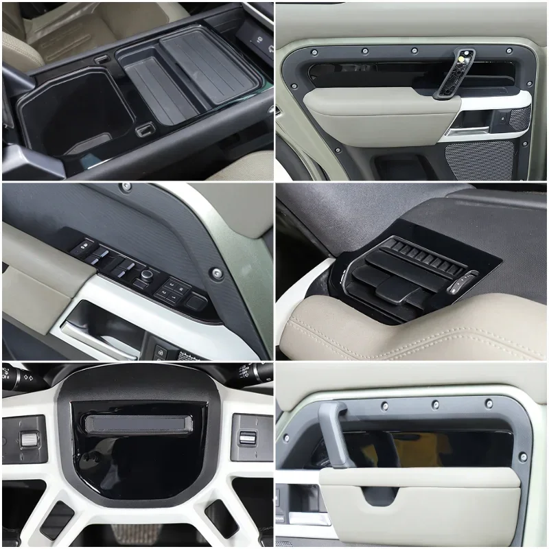 

For Land Rover Defender 90 110 130 2020-25 PVC Black Car Central Armrest Box Storage Box Panel Cover Trim Interior Accessories